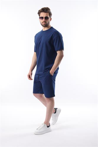 Madmext Lacivert Basic Erkek Şort T-Shirt Takımı E7307