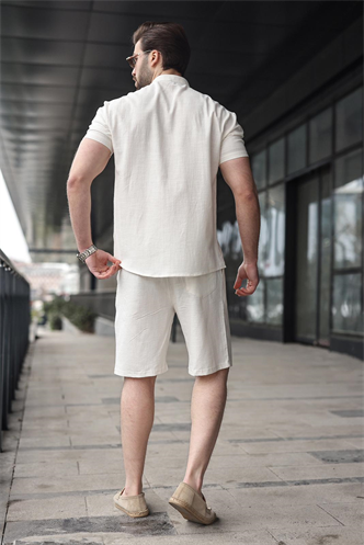 Ekru Erkek Şort Gömlek Takım E7350