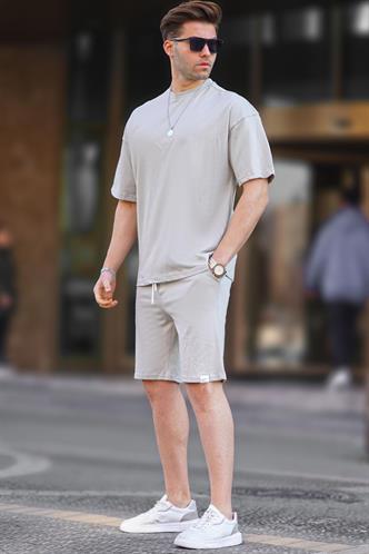 Boyalı Gri Basic Erkek Şort Takımı 6377