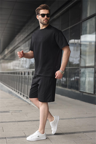 Siyah Erkek Şort T-shirt Takım E7347