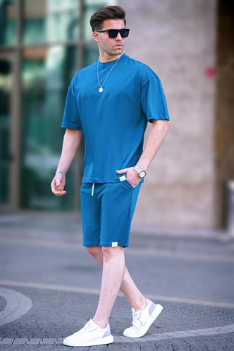 Petrol Mavisi Basic Erkek Şort Takımı 6377