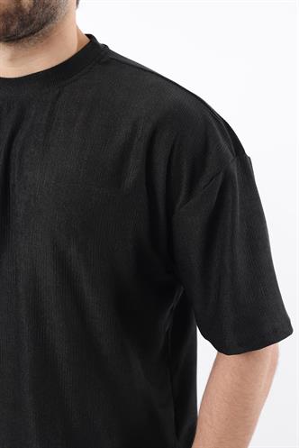 Siyah Bisiklet Yaka Erkek Şort Takımı 5949