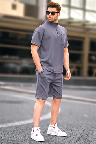 Füme Fermuarlı Erkek Şort Takımı 5947