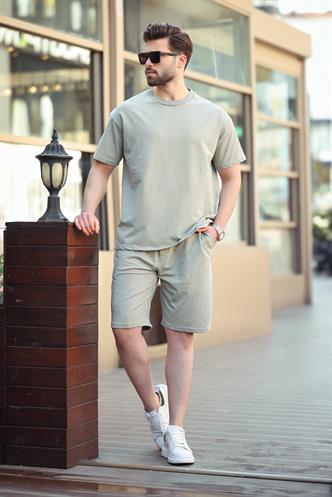 Mint Yeşili Basic Erkek Şort T-shirt Takımı E7309