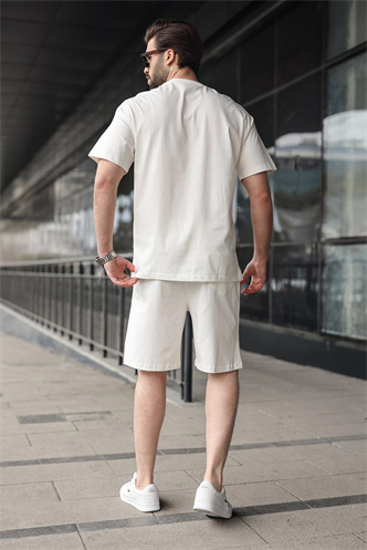 Ekru Erkek Şort T-shirt Takım E7347
