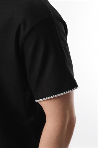 Siyah Nakış Detaylı Erkek Şort T-shirt Takım E7305