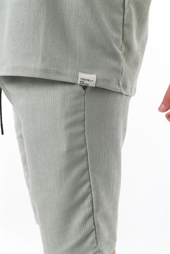 Mint Yeşili Bisiklet Yaka Erkek Şort Takımı 5949