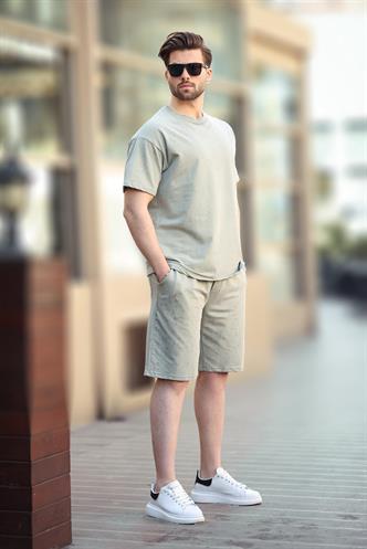 Mint Yeşili Basic Erkek Şort T-shirt Takımı E7309