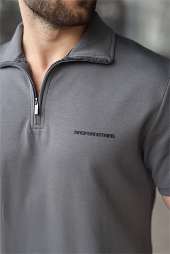 Füme Yarım Fermuarlı Polo Yaka T-shirt Şort Takım E7348