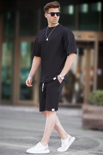 Siyah Basic Erkek Şort Takımı 6377