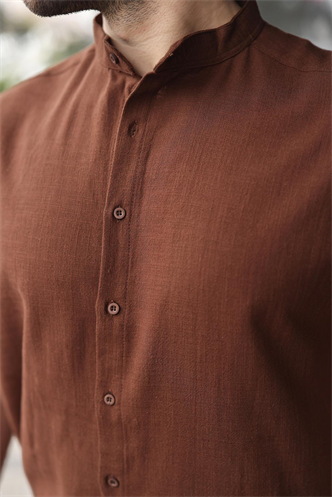 Acı Kahverengi Erkek Şort Gömlek Takım E7350