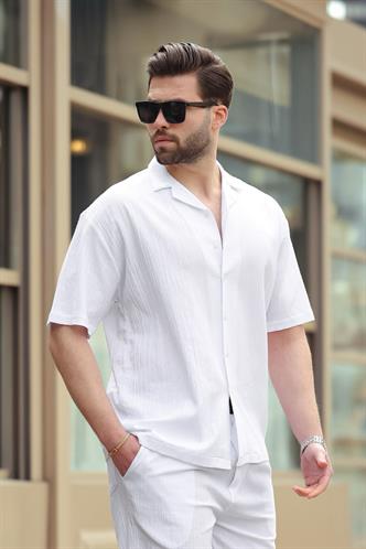 Beyaz Basic Erkek Şort Takımı 6729