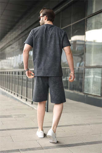 Füme Batik Desenli Overfit Şort T-shirt Takım E7357