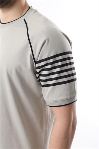 Boyalı Gri Baskılı Reglan Kol Erkek Şort T-shirt Takımı E7306