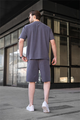 Füme Tensel Kumaş Erkek Şort Tişört Takım E7349