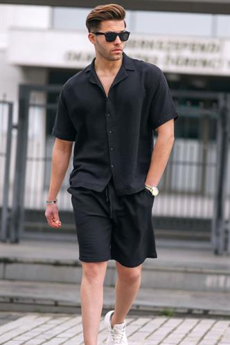 Siyah Basic Erkek Şort Takımı 5940