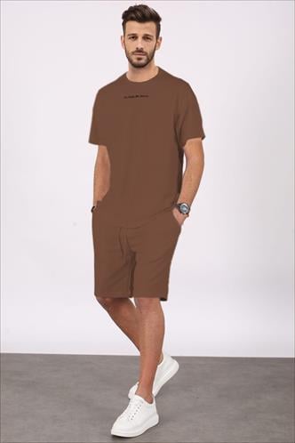 Madmext Kahverengi Erkek Şort Takım 5382