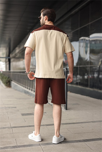 Bej Erkek Şort T-shirt Takımı E7346