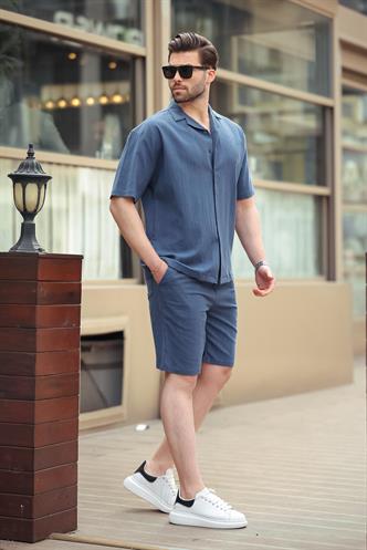 Lacivert Basic Erkek Şort Takımı 6729