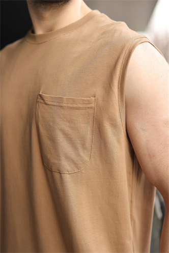 Kapuçino Bisiklet Yaka Kolsuz Erkek Şort T-shirt Takım E7351