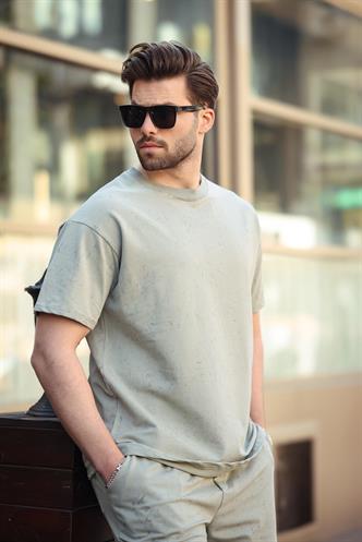 Mint Yeşili Basic Erkek Şort T-shirt Takımı E7309