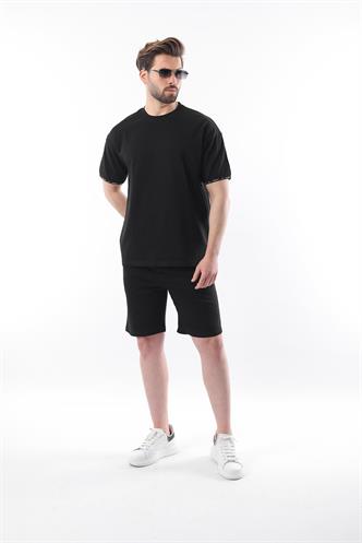 Madmext Siyah Basic Erkek Şort T-Shirt Takımı E7307