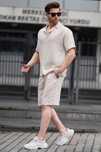 Bej Basic Erkek Şort Takımı 5940