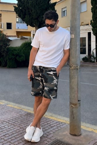 Madmext Kamuflaj Bej Erkek Regular Fit Şort 4842