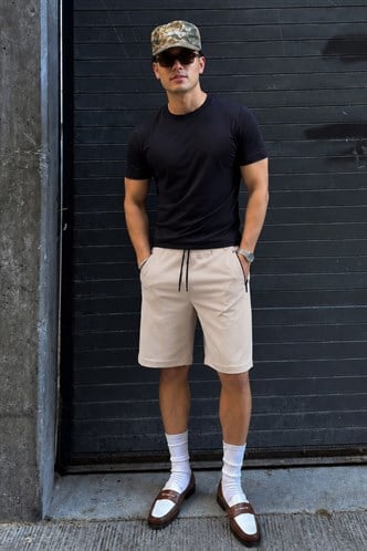 Bej Regular Fit Basic Erkek Şort  5464 