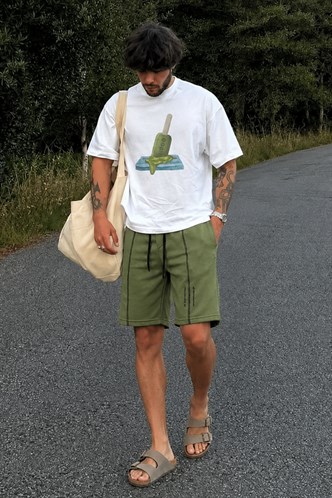 Madmext Khaki Capri Shorts 4849