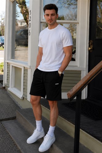 Madmext Men Black Capri Shorts 5448