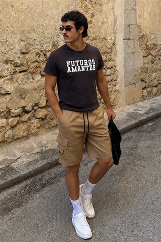 Camel Capri Shorts with Cargo Pockets 5737