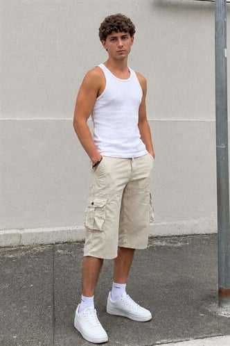 Men Beige Capri Shorts 5754