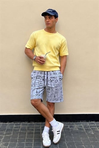 Madmext Men Printed Gray Capri Shorts 2408