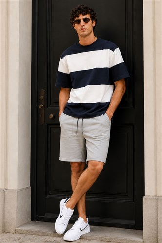 Madmext Men Dye Gray Capri Shorts 5448