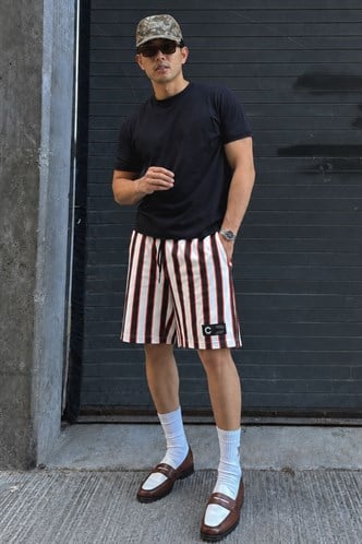Madmext Black Striped Capri for Men 2915
