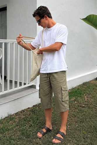 Men Khaki Capri Shorts 5754