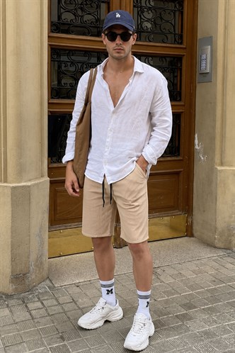 Madmext Beige Capri Shorts 5410