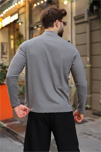 Füme Yarım Balıkçı Yaka Slim Fit Erkek Sweatshirt E7202