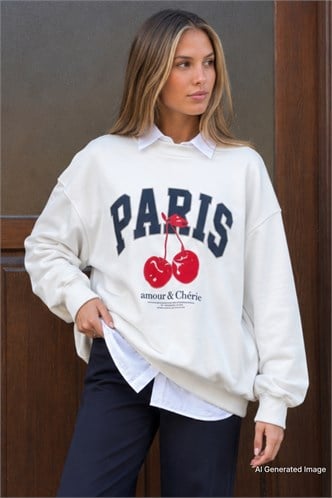 Beyaz Bisiklet Yaka Basic Sweatshirt MG2233