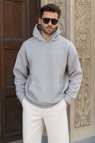 Grimelanj Kapüşonlu Kanguru Cep Erkek Sweatshirt E7169