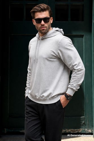 Gri Kapüşonlu Erkek Sweatshirt 7069