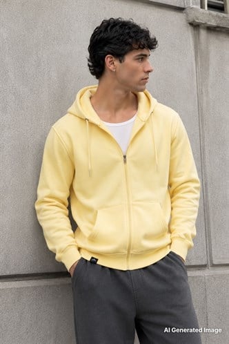 Yellow Regular Fit Hoodie Sweatshirt 6033