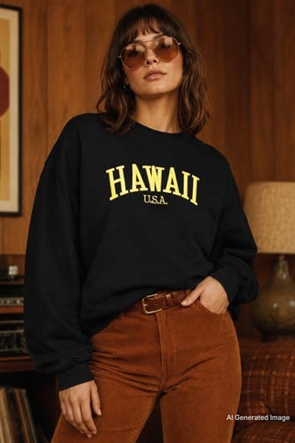Siyah Bisiklet Yaka Baskılı Sweatshirt MG1922