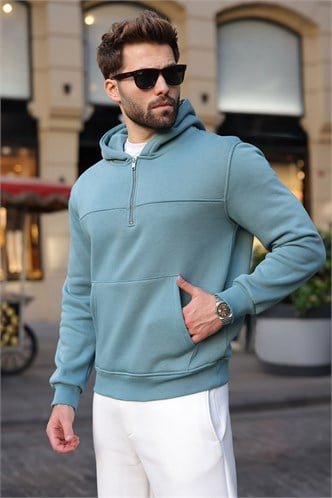 Mavi Kanguru Cepli Kapüşonlu Erkek Sweatshirt E7218