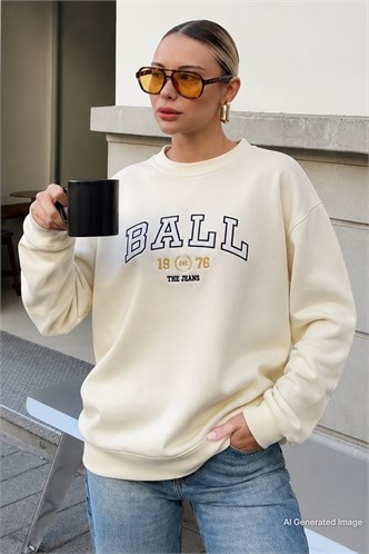 Mad Girls Printed Cream Sweatshirt Mg1210 