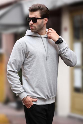 Gri Kapüşonlu Erkek Sweatshirt 7069