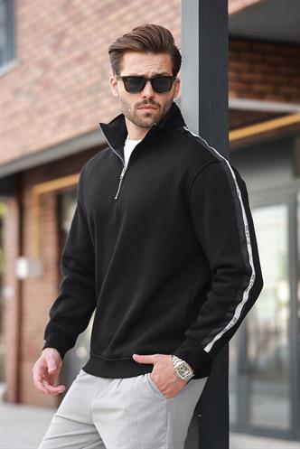 Siyah Fermuarlı Yarım Balıkçı Yaka Erkek Sweatshirt E7164