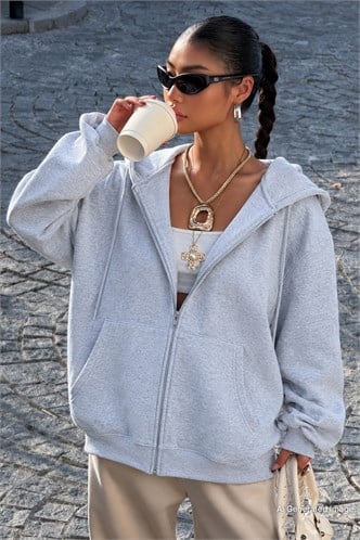 Mad Girls Gray Hoodie Sweatshirt Mg1223