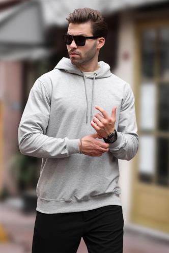 Gri Kapüşonlu Erkek Sweatshirt 7069